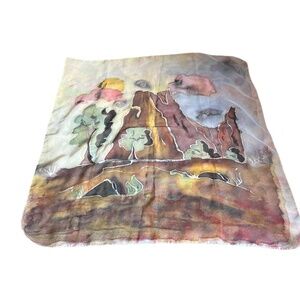 UNIQUE‎ Hand Painted Silk Square Scarf for Her, NWOT